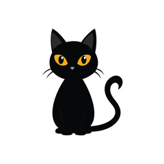 black cat with orange eyes vector
