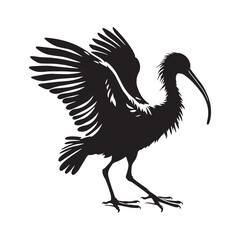 Premium Ibis Silhouette – Ibis Black Vector Graphic for Sophisticated Projects – Ibis Illustration – Bird Silhouette – Silhouette of Ibis

