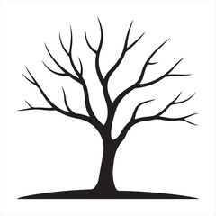 Silhouette of a Bare Tree Illustration Minimalist Design Natural Inspiration Graphic Element Isolated on White Background Artistic Expression Conceptual Art Symbol of Winter