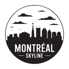 Fototapeta premium Montreal skyline. Circular style. Stock vector illustration. Vector black silhouette. with white background.