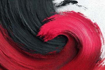 Texture of red and black paint strokes on a white background, artistic and expressive abstraction, high quality stock painting