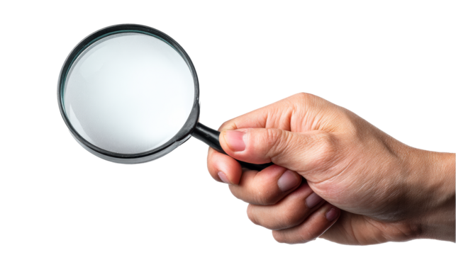 Hand Holding Magnifying Glass PNG