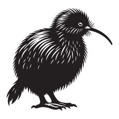 Detailed Kiwi Bird Silhouette – Kiwi Vector Artwork for Quality Visual Projects – Kiwi Illustration – Bird Silhouette – Silhouette of Kiwi


