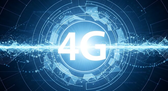 4G technology concept on blue background