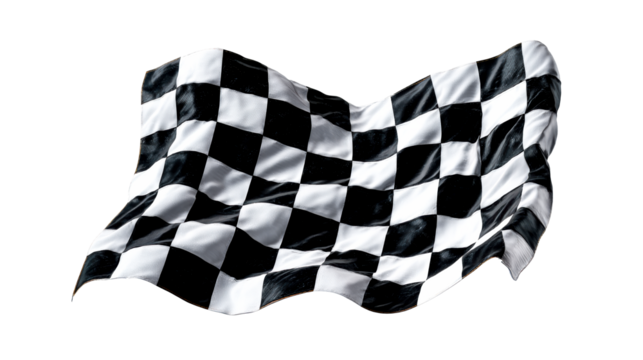 Waving checkered flag with black and white squares