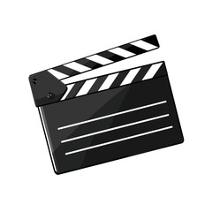 Film clapperboard with a striped design indicating the start of a new movie scene in a creative environment