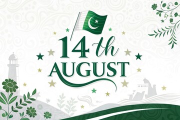 Celebration of Independence Day on 14th August with Patriotic Symbols