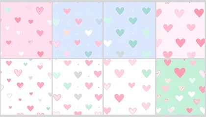 Pastel hearts repeating patterns