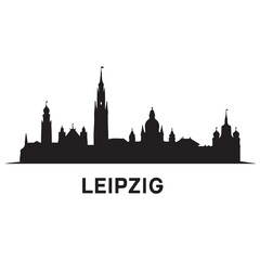 Fototapeta premium Leipzig skyline silhouette. Vector illustration. Vector black silhouette. with white background.