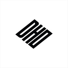Modern abstract DHO logo design featuring geometric lines for innovative data analysis and digital transformation branding