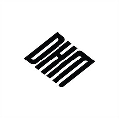 Modern abstract DHM logo design featuring geometric lines for innovative data analysis and digital transformation branding