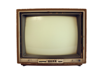 Vintage television, aged wooden casing, blank screen