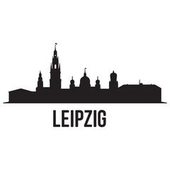 Fototapeta premium Leipzig skyline silhouette. Vector illustration. Vector black silhouette. with white background.