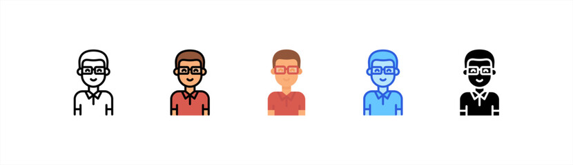 Man icon set multiple style collection