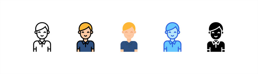 Man icon set multiple style collection