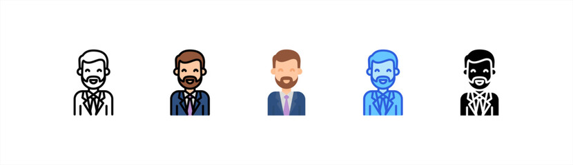 Businessman icon set multiple style collection