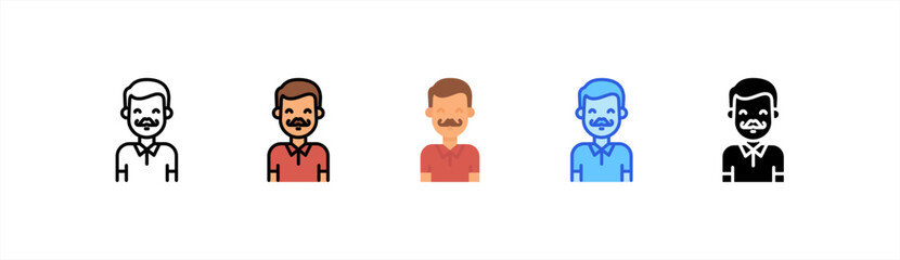 Father icon set multiple style collection