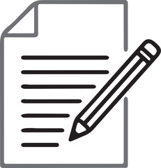Icon for Writing,document icons. paper symbol containing search, edit, tick, cross sign. transparent png and vector illustration.