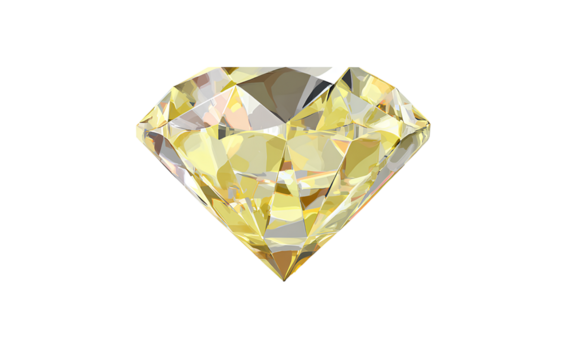 Glossy yellow diamond vector graphic isolated on transparent background