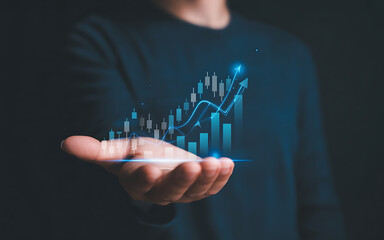 Stock market growth on hand investment and financial data