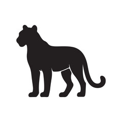 Leopard black silhouette illustration isolated on a white background