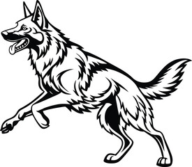 Dynamic German Shepherd Mid-Run, A Powerful And Graceful Canine In Full Motion, Capturing The Essence Of Speed, Agility, And Freedom Against A Vibrant Outdoor Backdrop.