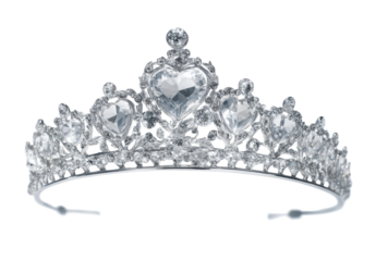 Silver tiara with clear gems.  A princess-style tiara,  a circular headband with  faceted  gemstone accents