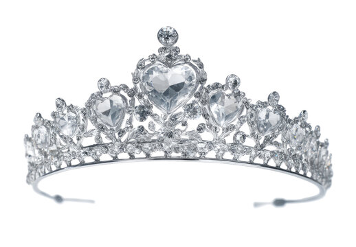 Silver tiara with clear gems.  A princess-style tiara,  a circular headband with  faceted  gemstone accents