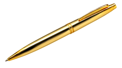 Shiny gold writing instrument with clip and metal tip
