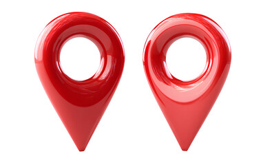  Set of 3d red location pin icons isolated on transparent background