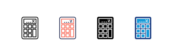 Calculator icon set multiple style collection
