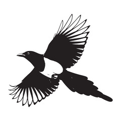 Distinctive Magpie Silhouette – Magpie Vector Template for Branding and Decor – Magpie Illustration – Bird Silhouette – Silhouette of Magpie


