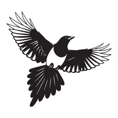 Refined Magpie Silhouette – Magpie Vector Artwork for Professional Use – Magpie Illustration – Bird Silhouette – Silhouette of Magpie


