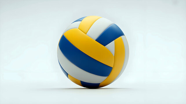 A blue and yellow volleyball on a white background