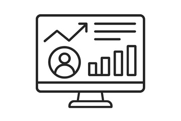 Obraz premium Monitor displaying growth chart and user analytics in minimal style digital business dashboard
