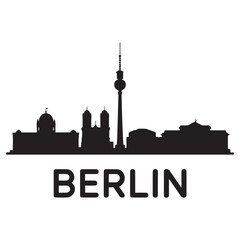 Berlin skyline silhouette. Landscape Berlin, Germany. Vector illustration. Vector black silhouette. with white background.
