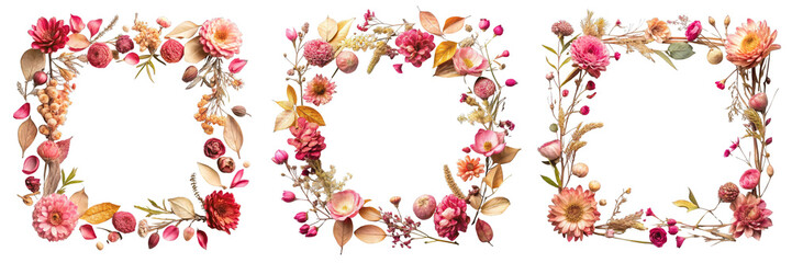Obraz premium Dried Flower Composition DDD Letters, Isolated on Transparent Background, Floral Design, Botanical Art, Floral arrangement, typography, letter D