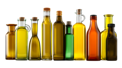 Assortment of Glass Bottles Filled With Yellow Liquid
