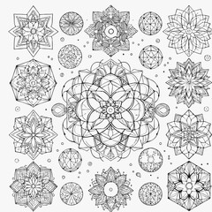 Geometric shapes floral mandalas zentangle patterns coloring book
