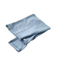 A pair of light blue denim jeans neatly folded on a clean surface isolated on transparent background