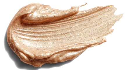 Caramel-tinted foundation swatch isolated on white background. Transparent background