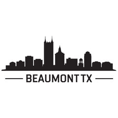 Naklejka premium Beaumont TX skyline silhouette. Vector illustration. Vector black silhouette. with white background.