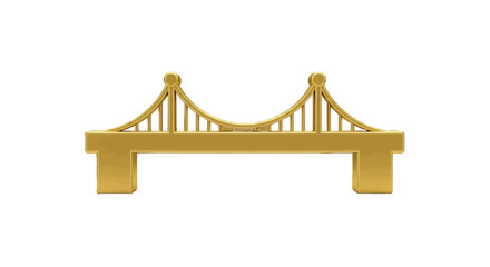 3D vector icon of a golden bridge, plain white background, business connection concept