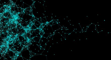 Abstract Turquoise Network of Connected Points on Black Background  Data Visualization Digital Connection Futuristic Design Element