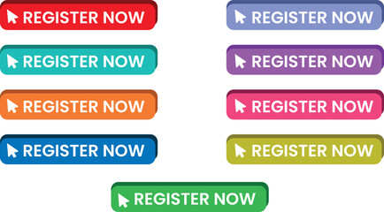 Free Register Now Buttons Vector Set