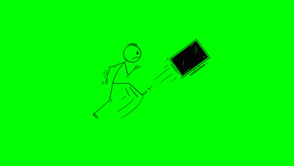  funny minimal line art, humorous minimal illustration, Minimal stickman art , Stickman action art in green background 