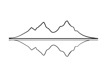 Minimalist line drawing mountain peaks reflection silhouette