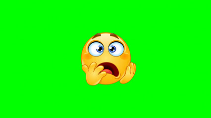Sad & Scared Emoji PNG – Crying and Fearful Face with green Background, Crying and Shocked Emoji PNG, 