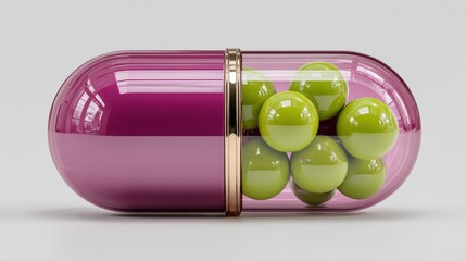 Violet gene icon with segmented cylinder and pistachio spheres on white