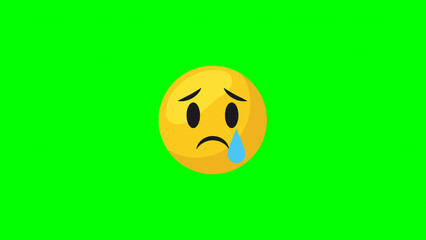 Sad & Scared Emoji PNG &ndash; Crying and Fearful Face with green Background, Crying and Shocked Emoji PNG, "High-Quality Emoji PNG Collection with Transparent Background &ndash; Various Emotions & Expressions